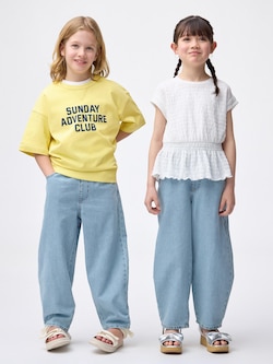 GIRLSライトデニムバレルレッグジーンズ