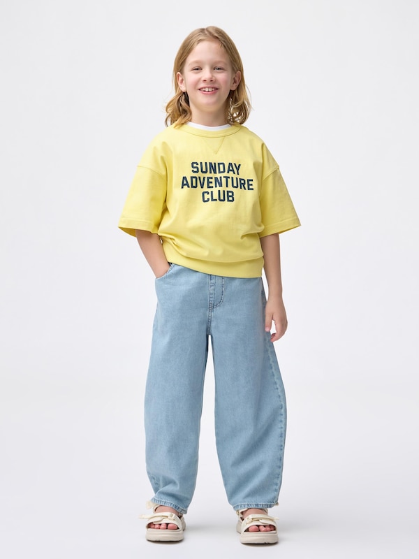 GIRLSライトデニムバレルレッグジーンズ