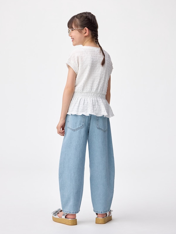 GIRLSライトデニムバレルレッグジーンズ