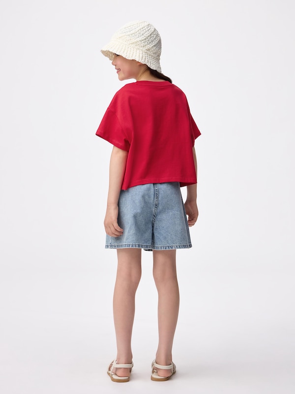 GIRLSペーパーバッグウエストデニムショートパンツ