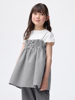 GIRLS 2ピースキャミソールチュニック(半袖)(チェック)
