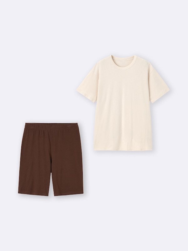コットンカラーラウンジセット(半袖&ショートパンツ)