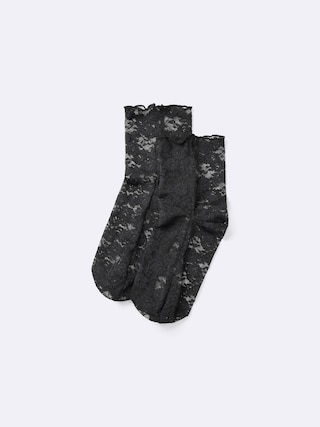 レースクルーソックス 【レディース】 【インナー・下着】【GU公式/ジーユー】 【BLACK】 レースクルーソックス 【レディース】 【インナー・下着】【GU公式/ジーユー】 【BLACK】