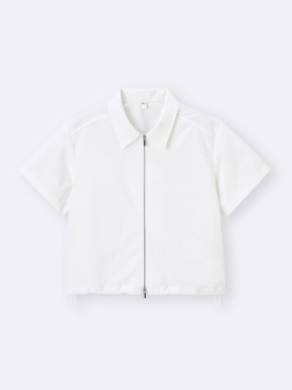 フロントジップシャツ(半袖)+OS(米国仕様) 【レディース】 【シャツ・ブラウス】【GU公式/ジーユー】 【OFF WHITE】 フロントジップシャツ(半袖)+OS(米国仕様) 【レディース】 【シャツ・ブラウス】【GU公式/ジーユー】 【OFF WHITE】