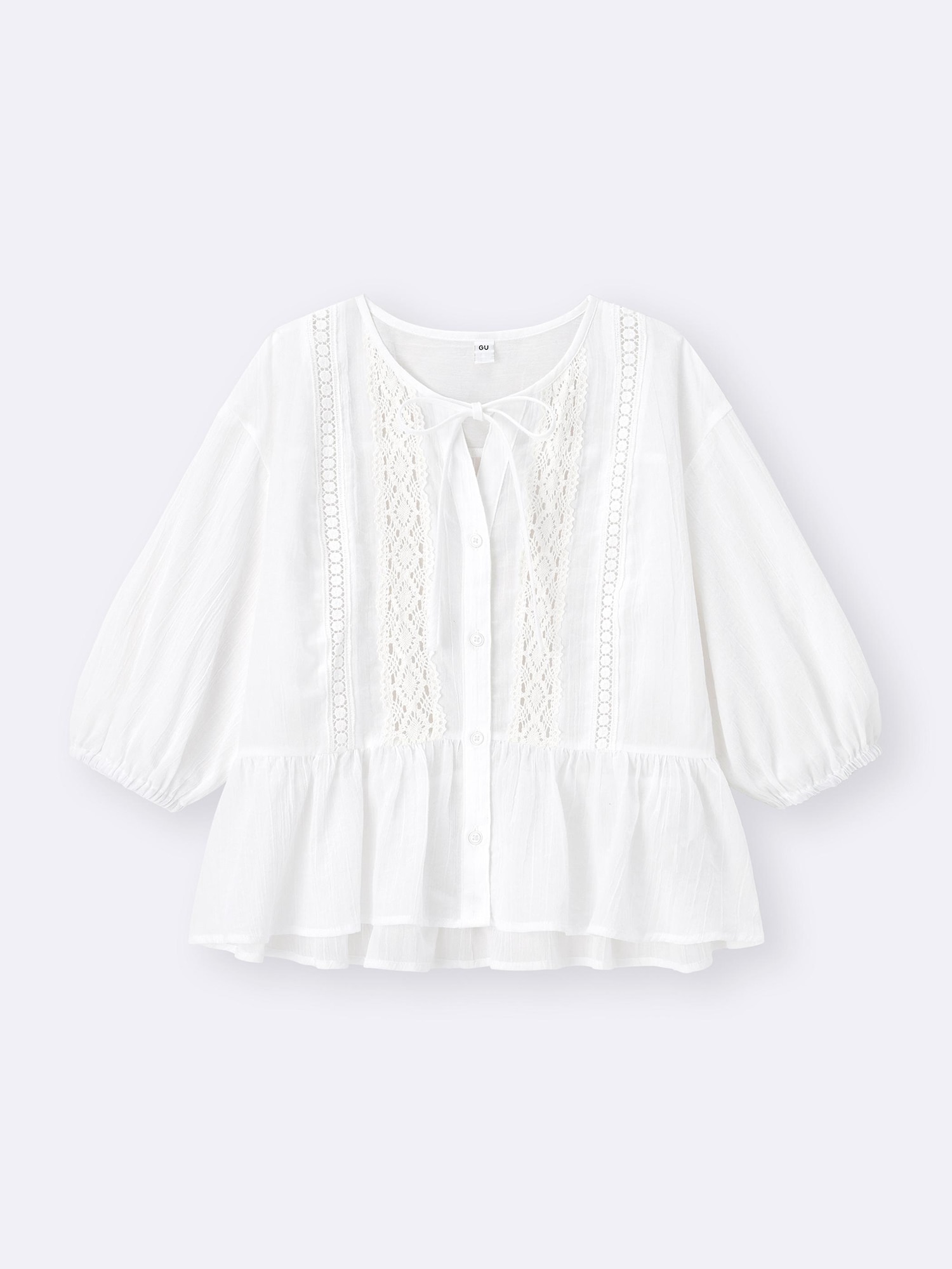 GU公式 | レースペプラムブラウス(5分袖)+OS(米国仕様)