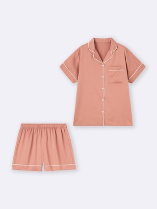 サテンパジャマ(半袖&ショートパンツ)+OS(米国仕様) 【レディース】 【ルームウェア・パジャマ】【GU公式/ジーユー】 【PINK】 サテンパジャマ(半袖&ショートパンツ)+OS(米国仕様) 【レディース】 【ルームウェア・パジャマ】【GU公式/ジーユー】 【PINK】