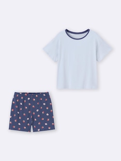 コットンカラーラウンジセット(半袖)(イチゴ)+OS(米国仕様)