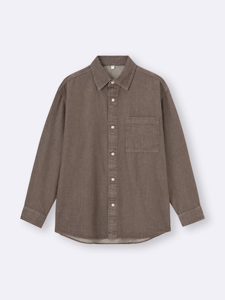 デニムオーバーサイズシャツ+OS(米国仕様) 【メンズ】 【シャツ・ポロシャツ】【GU公式/ジーユー】 【DARK BROWN】 デニムオーバーサイズシャツ+OS(米国仕様) 【メンズ】 【シャツ・ポロシャツ】【GU公式/ジーユー】 【DARK BROWN】