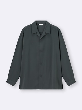 ドレープオープンカラーシャツ+OS(米国仕様) 【メンズ】 【シャツ・ポロシャツ】【GU公式/ジーユー】 【DARK GREEN】 ドレープオープンカラーシャツ+OS(米国仕様) 【メンズ】 【シャツ・ポロシャツ】【GU公式/ジーユー】 【DARK GREEN】