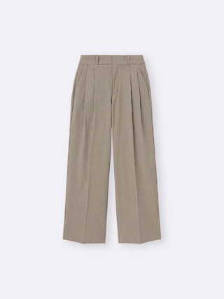 タックワイドチェックパンツ+OS(米国仕様) 【レディース】 【パンツ】【GU公式/ジーユー】 【BROWN】 タックワイドチェックパンツ+OS(米国仕様) 【レディース】 【パンツ】【GU公式/ジーユー】 【BROWN】