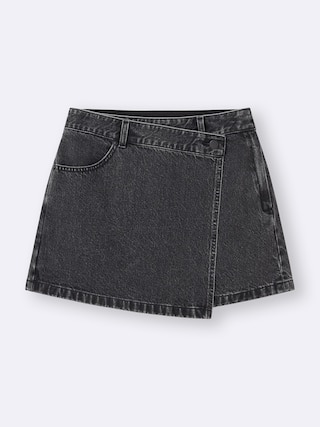 デニムラップスコート+OS(米国仕様) 【レディース】 【スカート】【GU公式/ジーユー】 【DARK GRAY】 デニムラップスコート+OS(米国仕様) 【レディース】 【スカート】【GU公式/ジーユー】 【DARK GRAY】