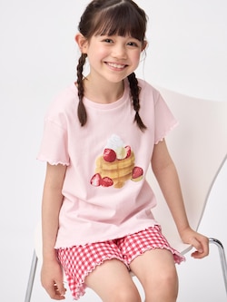 GIRLSコットンラウンジセット(半袖&ショートパンツ)(パンケーキ)
