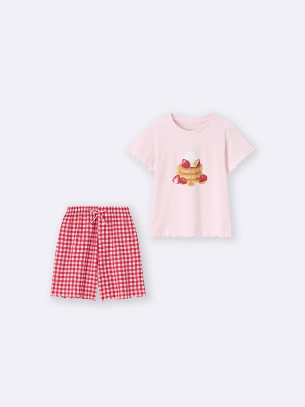 GIRLSコットンラウンジセット(半袖&ショートパンツ)(パンケーキ)