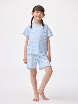 GIRLSコットンラウンジセット(半袖&ショートパンツ)(キャット)