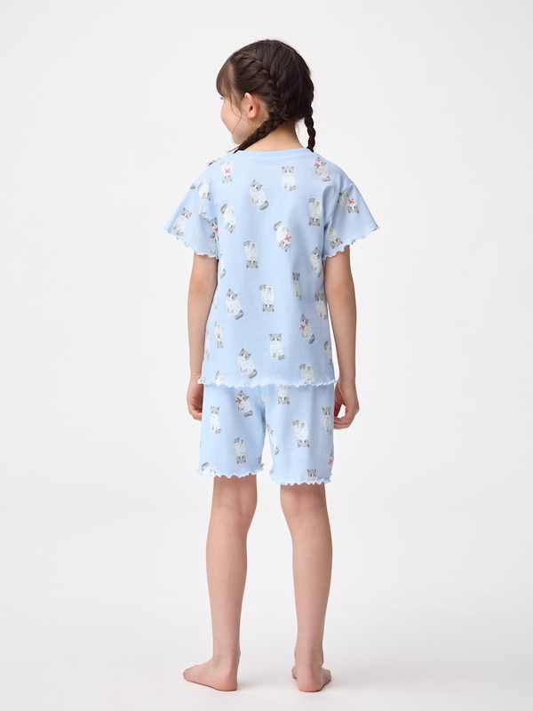 GIRLSコットンラウンジセット(半袖&ショートパンツ)(キャット)