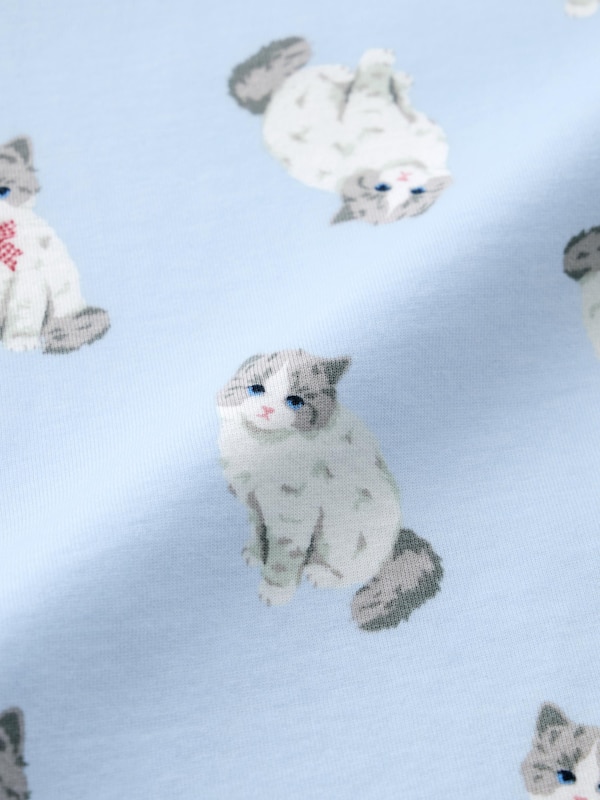 GIRLSコットンラウンジセット(半袖&ショートパンツ)(キャット)