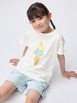 GIRLSコットンラウンジセット(半袖&ショートパンツ)(アイスクリーム)