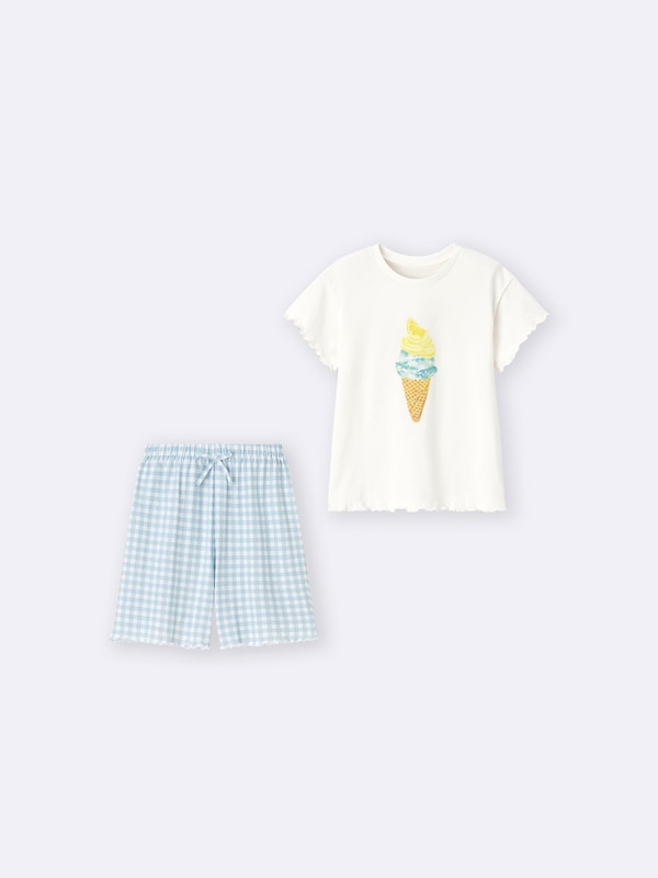 GIRLSコットンラウンジセット(半袖&ショートパンツ)(アイスクリーム)