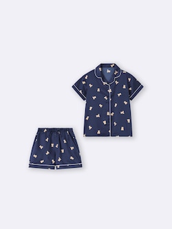 GIRLSサテンパジャマ(半袖&ショートパンツ)(ベア)