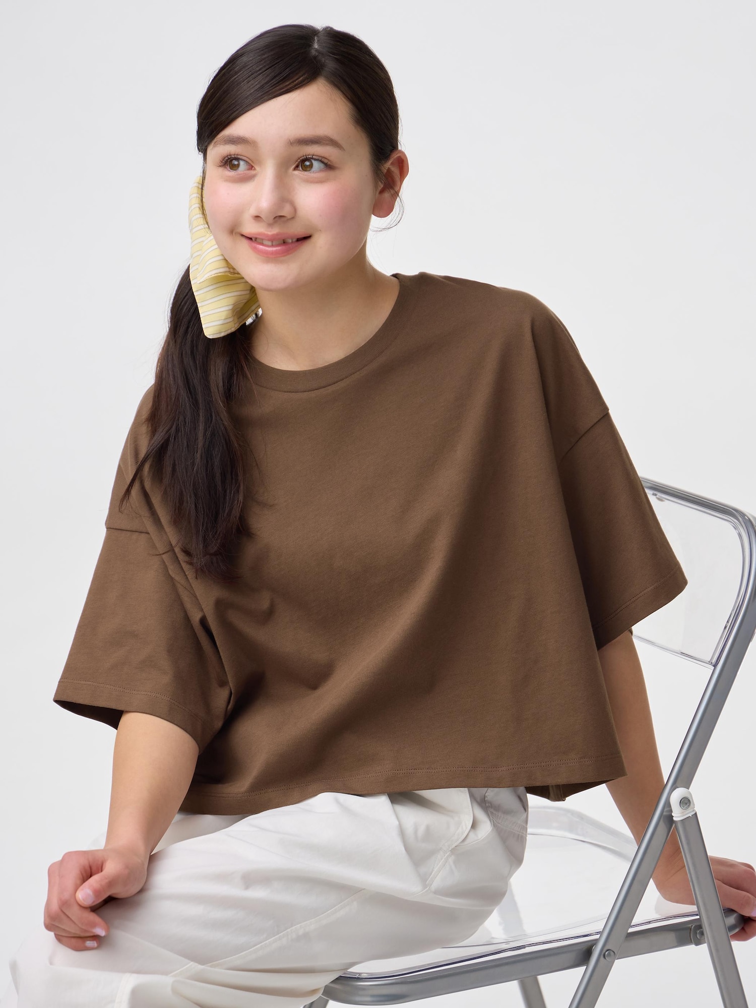 GIRLSコットンオーバーサイズクロップドT JR