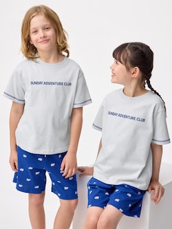 KIDS(男女兼用)コットンラウンジセット(半袖&ショートパンツ)(カー)