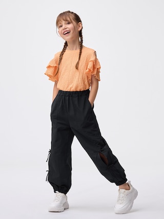 GIRLSドライサイドリボンパンツ 【KIDS・TEEN】 【キッズ パンツ・スカート】【GU公式/ジーユー】 【BLACK】 GIRLSドライサイドリボンパンツ 【KIDS・TEEN】 【キッズ パンツ・スカート】【GU公式/ジーユー】 【BLACK】