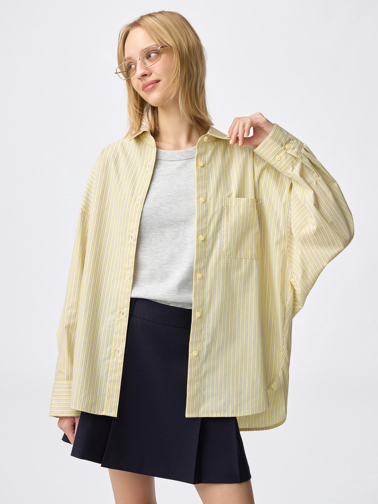 GU公式 | ストライプオーバーサイズシャツ(長袖)