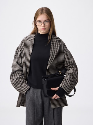 ウォームスムースモックネックT(12分袖) 【レディース】 【Tシャツ・カットソー・ブラフィール】【GU公式/ジーユー】 【BLACK】