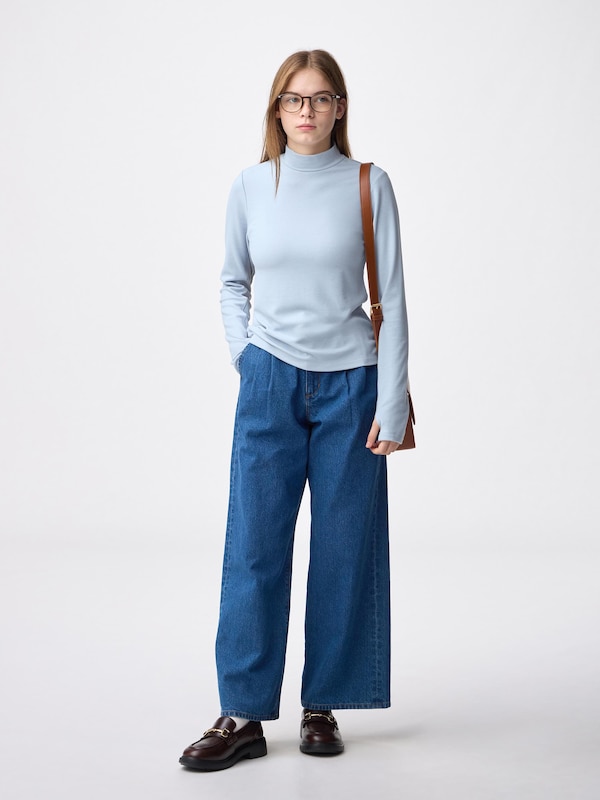 ウォームスムースモックネックT(12分袖)