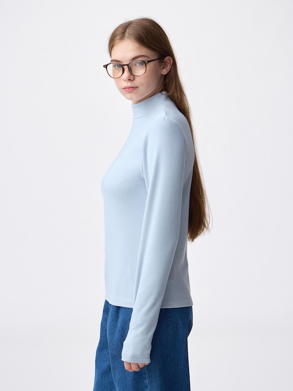 ウォームスムースモックネックT(12分袖)