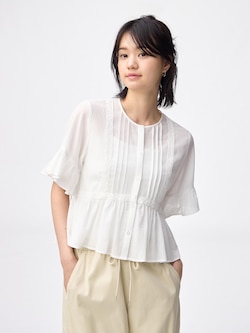 レースフリルブラウス(半袖)