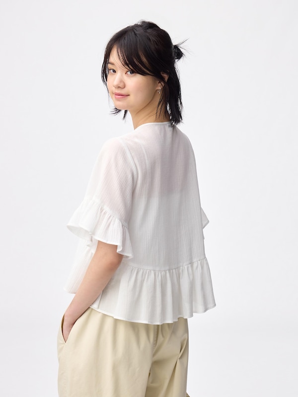 レースフリルブラウス(半袖)