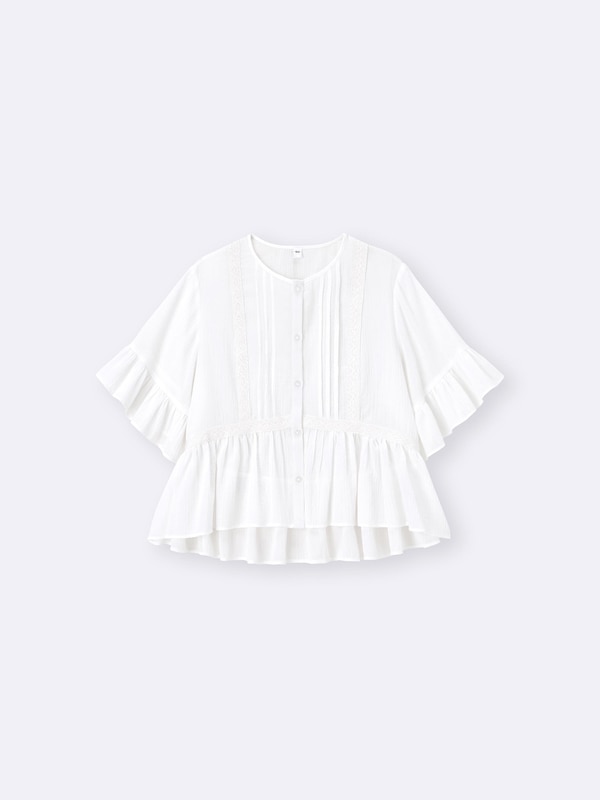 レースフリルブラウス(半袖)