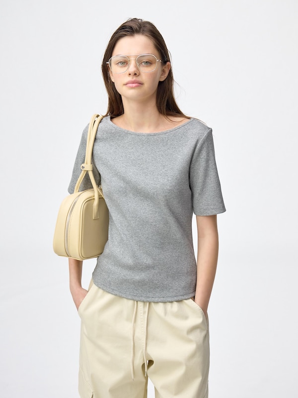 リブボートネックT