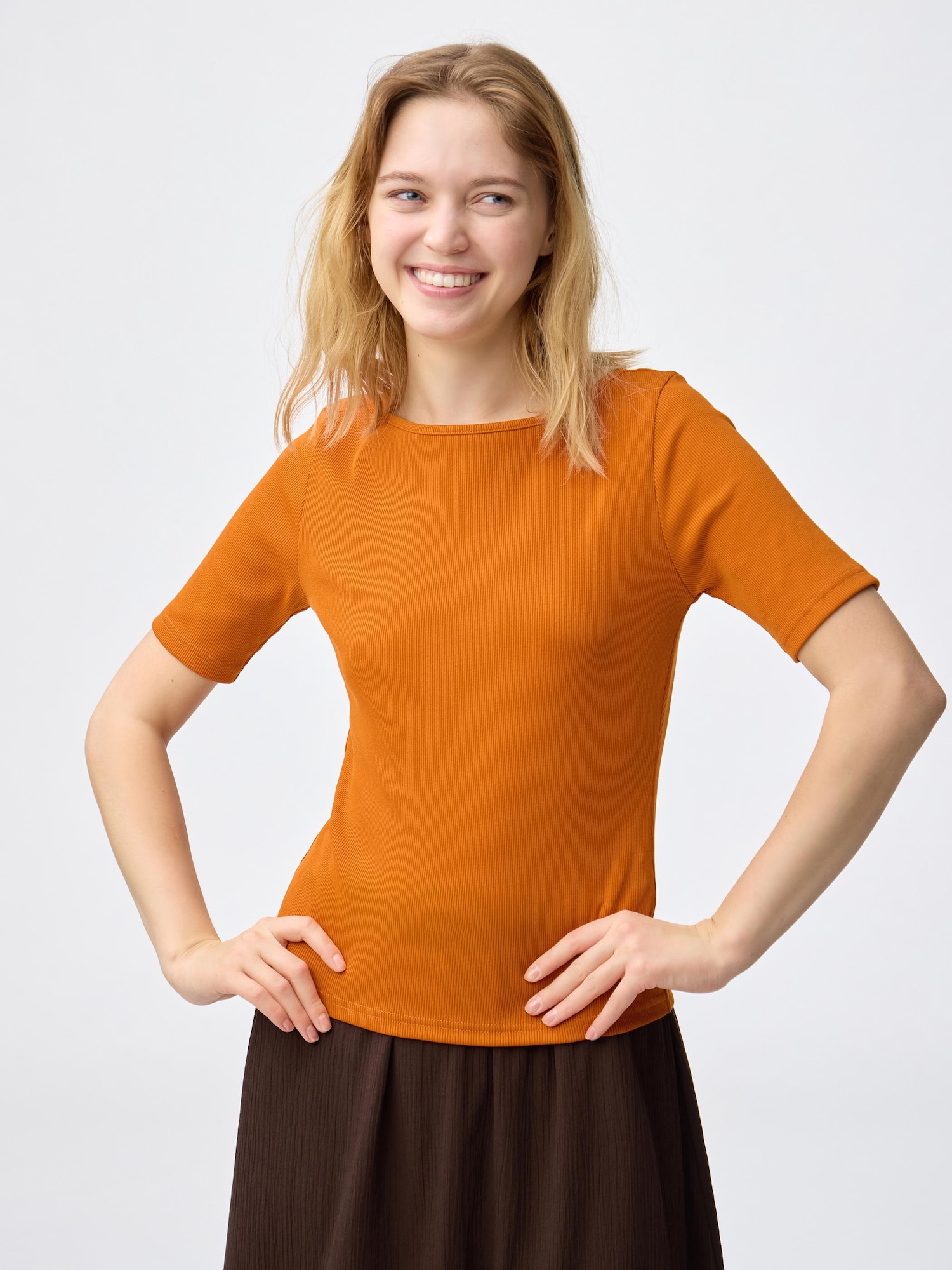 GU公式 | リブボートネックT(レディース)