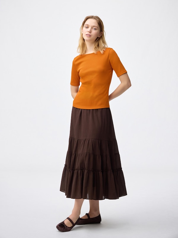 リブボートネックT