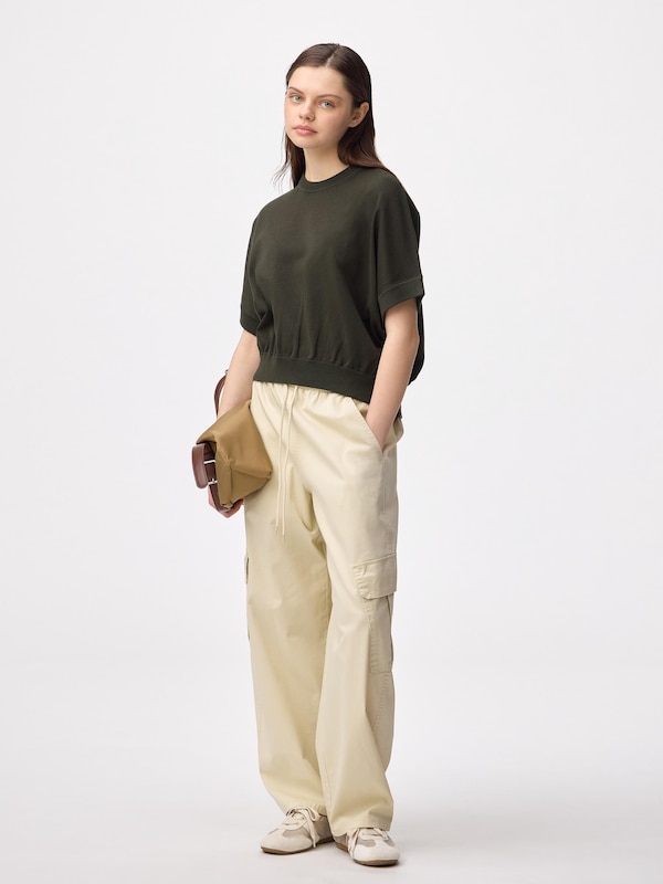 ウォッシャブルドルマンスリーブニットT(半袖)Q