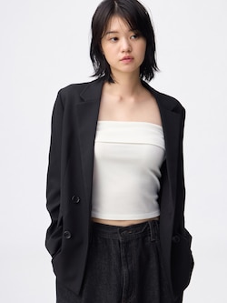 コットンブレンドリブチューブトップ(ドライ)