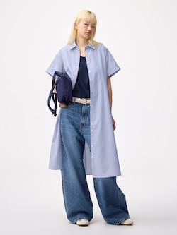 フレアシャツワンピース(半袖)(丈標準109.0～118.0cm)