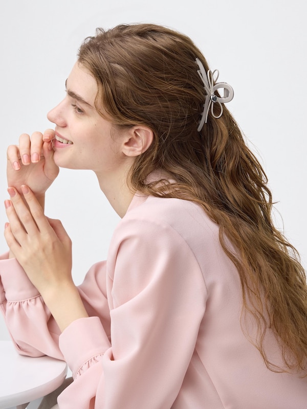 リボン&メタルヘアクリップ2P