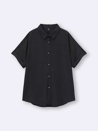 ドレープシャツ(半袖)+OS(米国仕様) 【レディース】 【シャツ・ブラウス】【GU公式/ジーユー】 【BLACK】 ドレープシャツ(半袖)+OS(米国仕様) 【レディース】 【シャツ・ブラウス】【GU公式/ジーユー】 【BLACK】