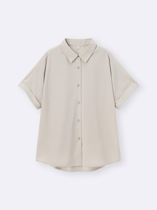 ドレープシャツ(半袖)+OS(米国仕様) 【レディース】 【シャツ・ブラウス】【GU公式/ジーユー】 【BEIGE】 ドレープシャツ(半袖)+OS(米国仕様) 【レディース】 【シャツ・ブラウス】【GU公式/ジーユー】 【BEIGE】
