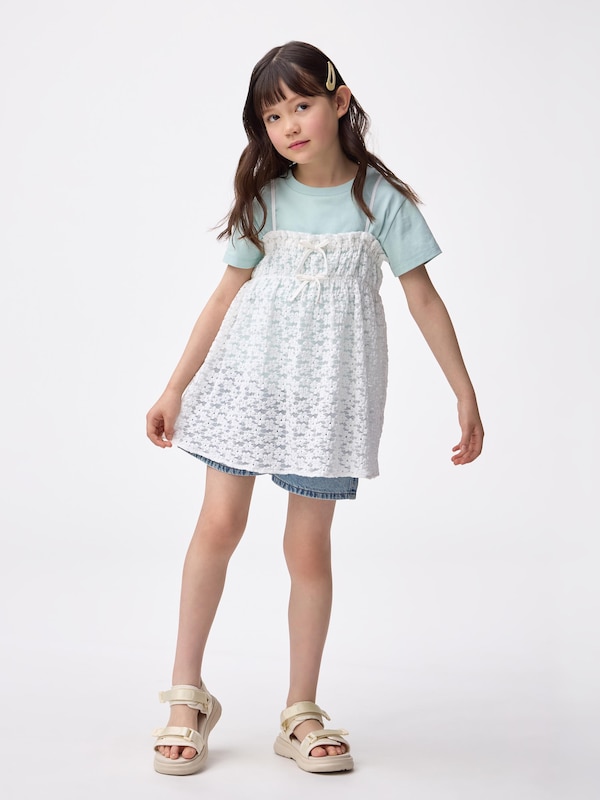 GIRLS 2ピースキャミソールチュニック(半袖)(レース)