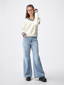 GIRLSリラックスワイドフレアジーンズJR