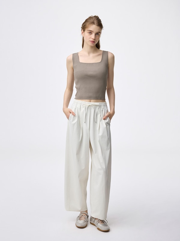 リブニットショートスクエアネックタンクトップ+EC