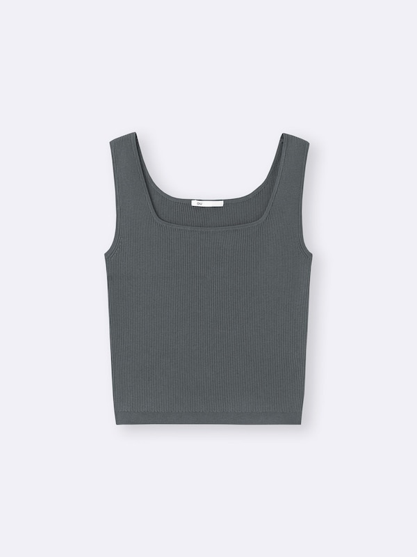 リブニットショートスクエアネックタンクトップ+EC