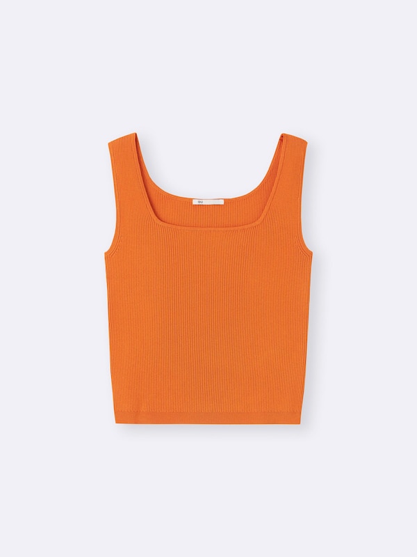 リブニットショートスクエアネックタンクトップ+EC