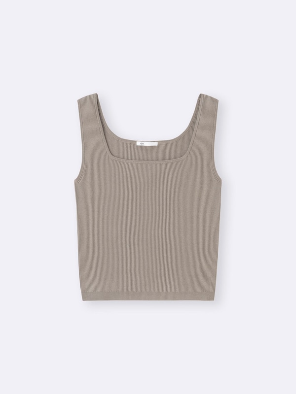 リブニットショートスクエアネックタンクトップ+EC