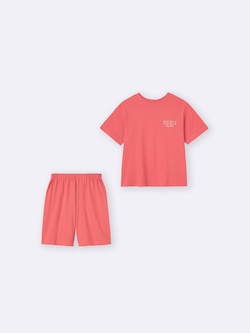 KIDS(男女兼用)コットンラウンジセット(半袖&ショートパンツ)(ロゴ)