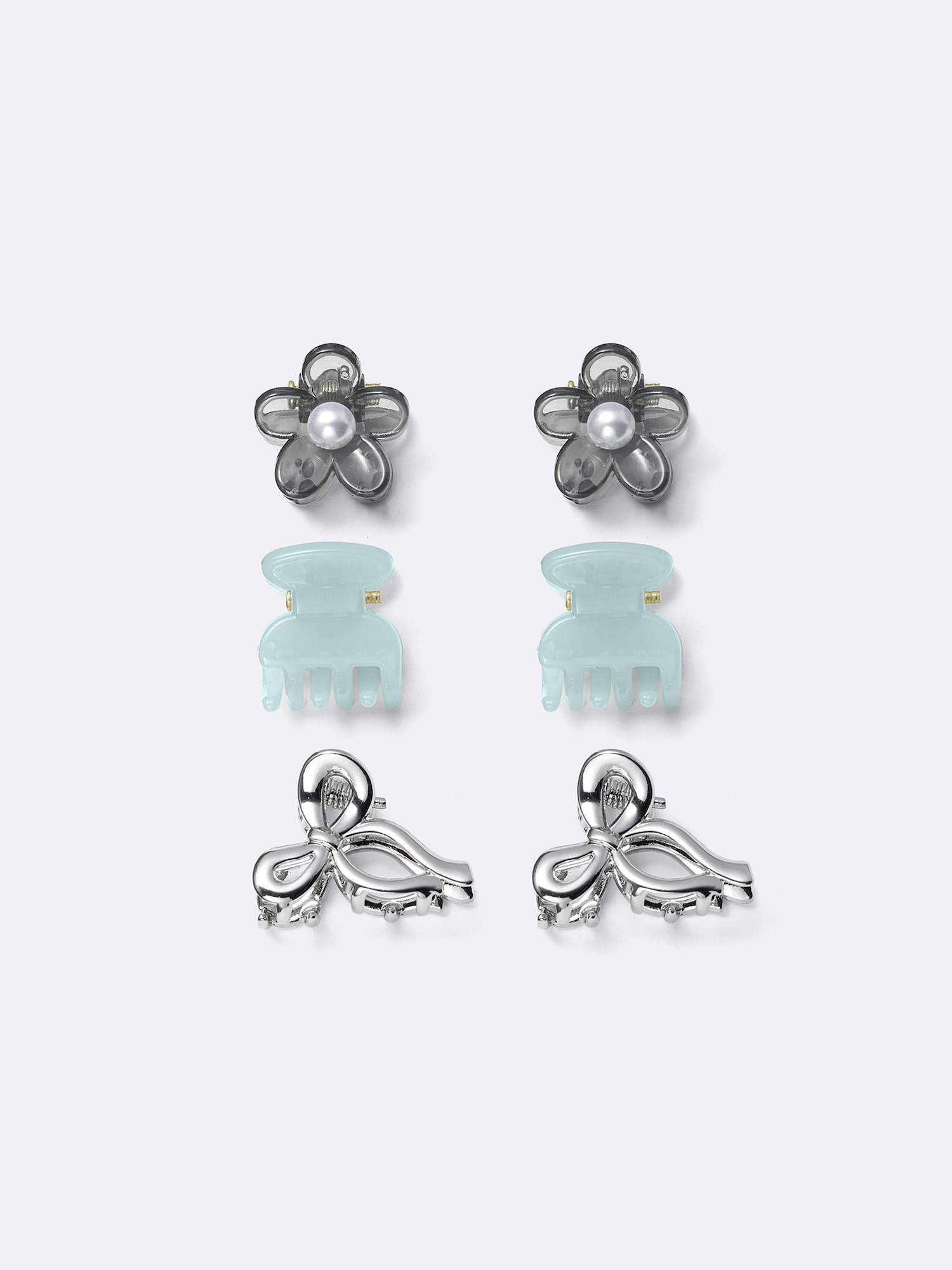 フラワー&リボンミニヘアクリップ6P